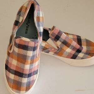 SeaVees Kids Checkered Slip-On Sneakers - Pink, Blue, Tan